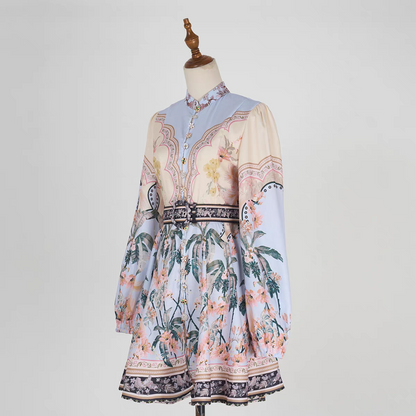 Vintage Heavy-Duty Buttons Short Dress