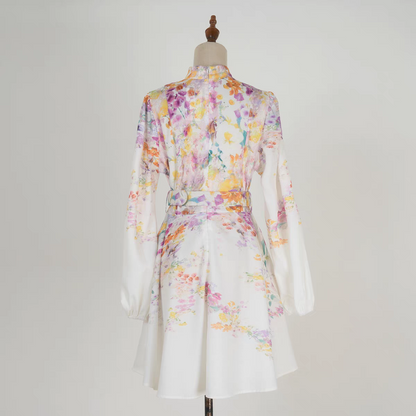 Printed Stand Up Collar Dress