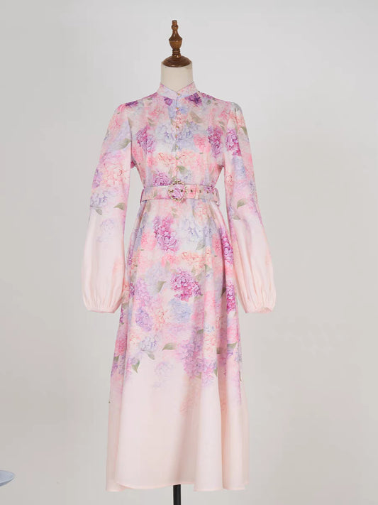 Hydrangea Pattern Linen Dress