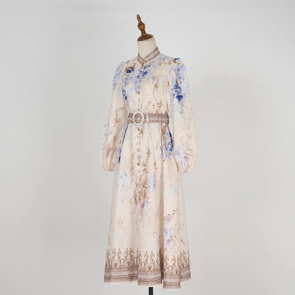 Printed Long Sleeve Cotton Dress