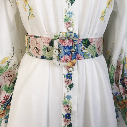 Lantern Sleeve Flower Print Dress