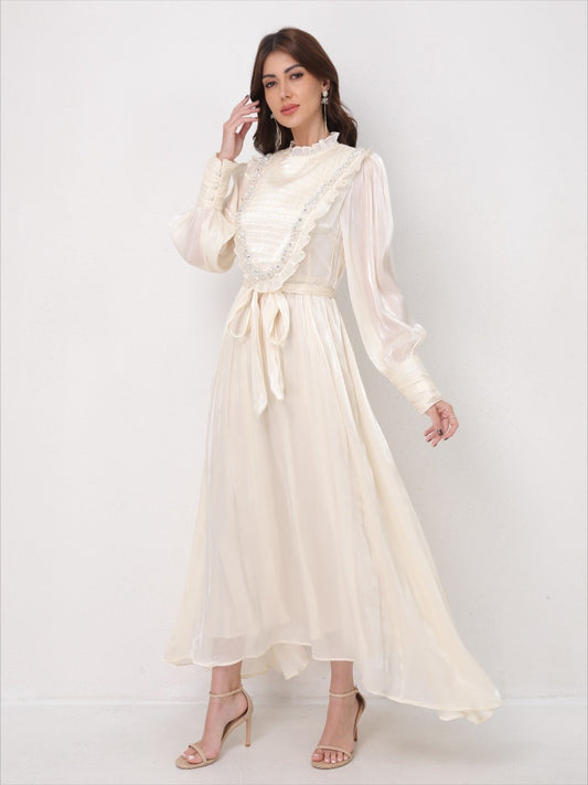 Vintage Lace Panel Embroidery Dress