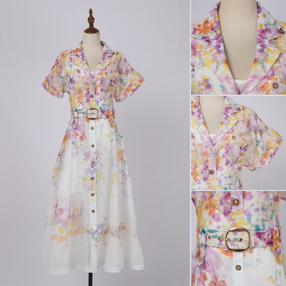 V-neck Printed Short Sleeved Dress