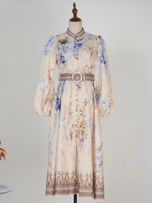 Printed Long Sleeve Cotton Dress