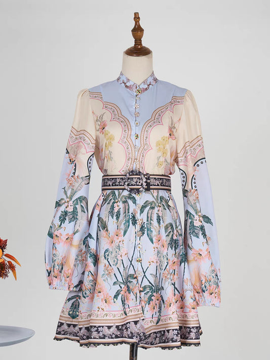 Vintage Heavy-Duty Buttons Short Dress