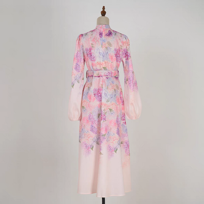 Hydrangea Pattern Linen Dress