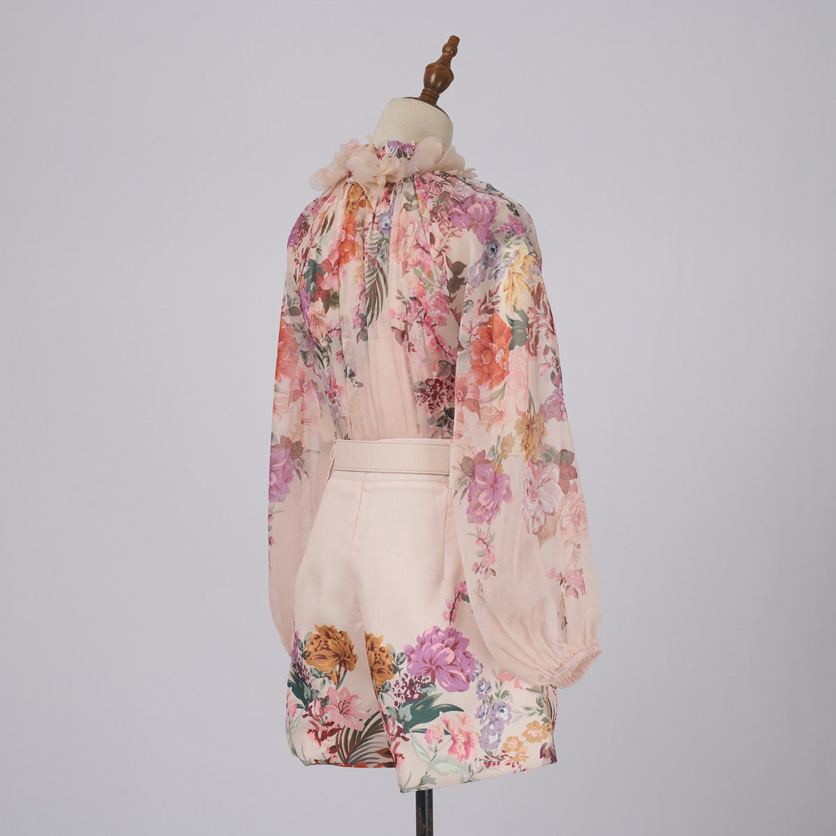 Chiffon Flower Blouse + Shorts 2 Sets