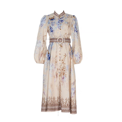 Printed Long Sleeve Cotton Dress