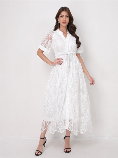 Summer Elegant V Neck Embroidery Dress
