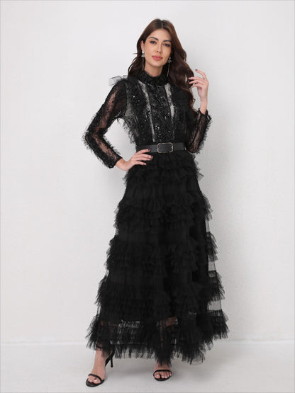 Elegant Sequin-Beaded Tulle Dress