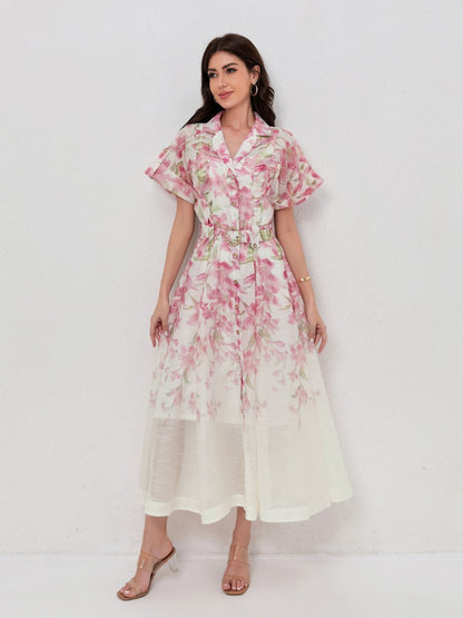 Classic Collared Short Sleeves Shirt Dresses