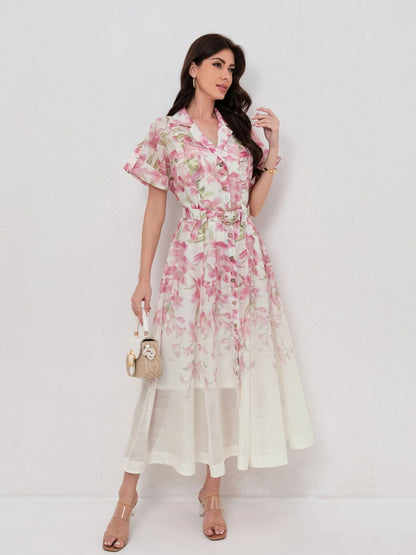 Classic Collared Short Sleeves Shirt Dresses