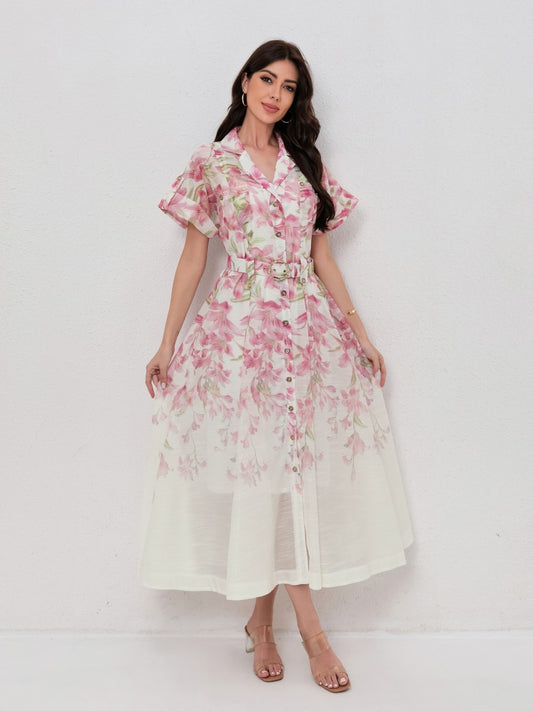 Classic Collared Short Sleeves Shirt Dresses